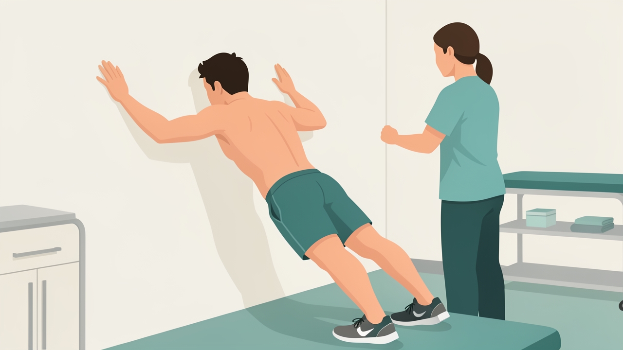 Serratus anterior (long thoracic nerve, C5–C7) is tested with a push-up plus or wall push; winging indicates weakness.