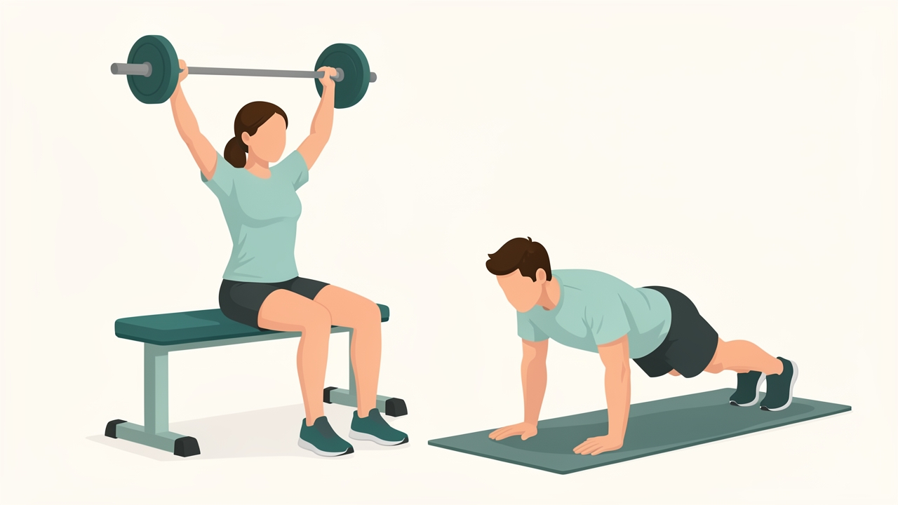 Open chain: the hand moves freely, as in a seated dumbbell press. Closed chain: the hand is fixed, as in a push-up, loading the shoulder with more compression and less shear.