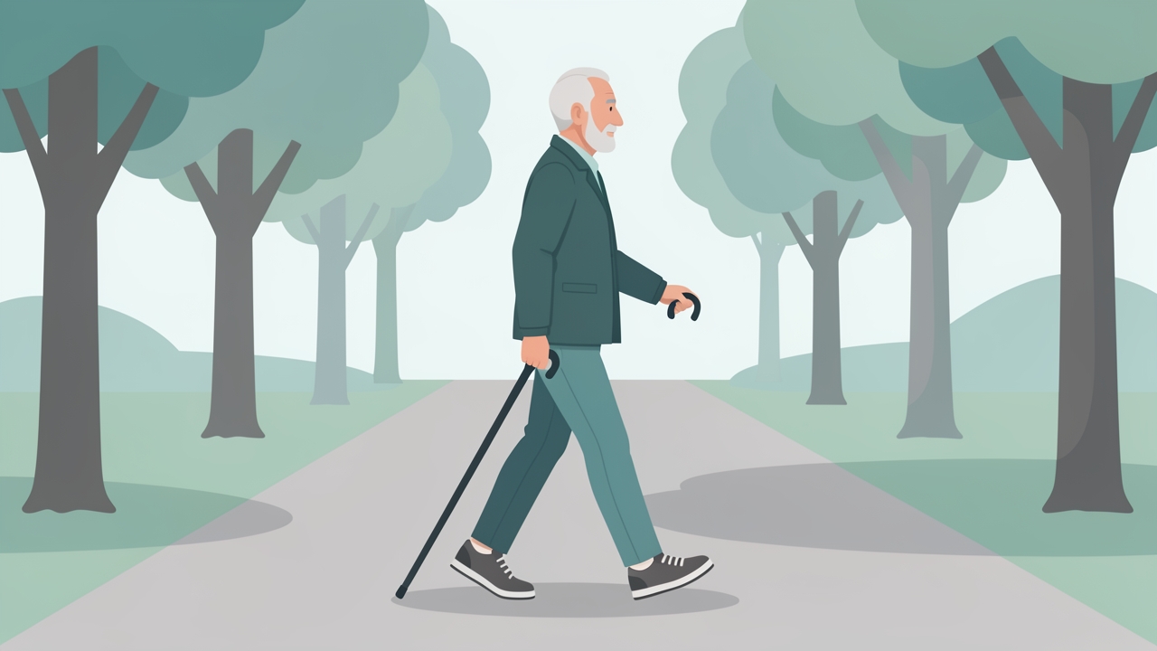 A SMART goal tagged to its ICF level: walk 100 m outdoors with a cane at 0.8 m/s or faster within 6 weeks (d450).