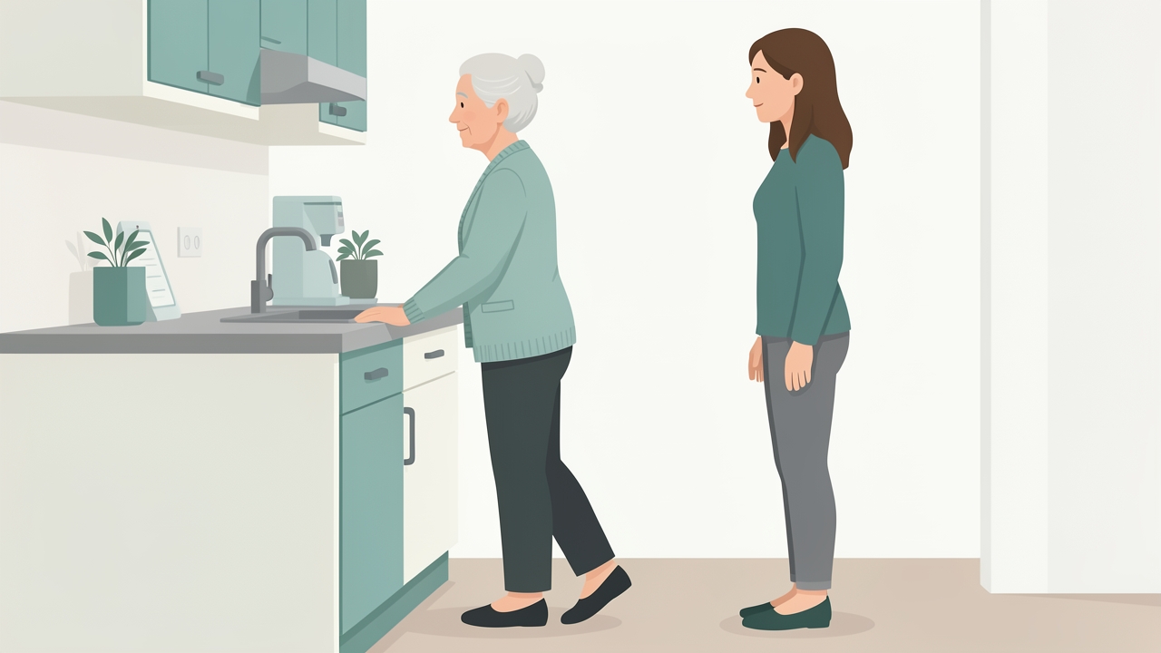 Confirm the patient has a safe space and that someone is nearby for exercises involving balance or lifting.